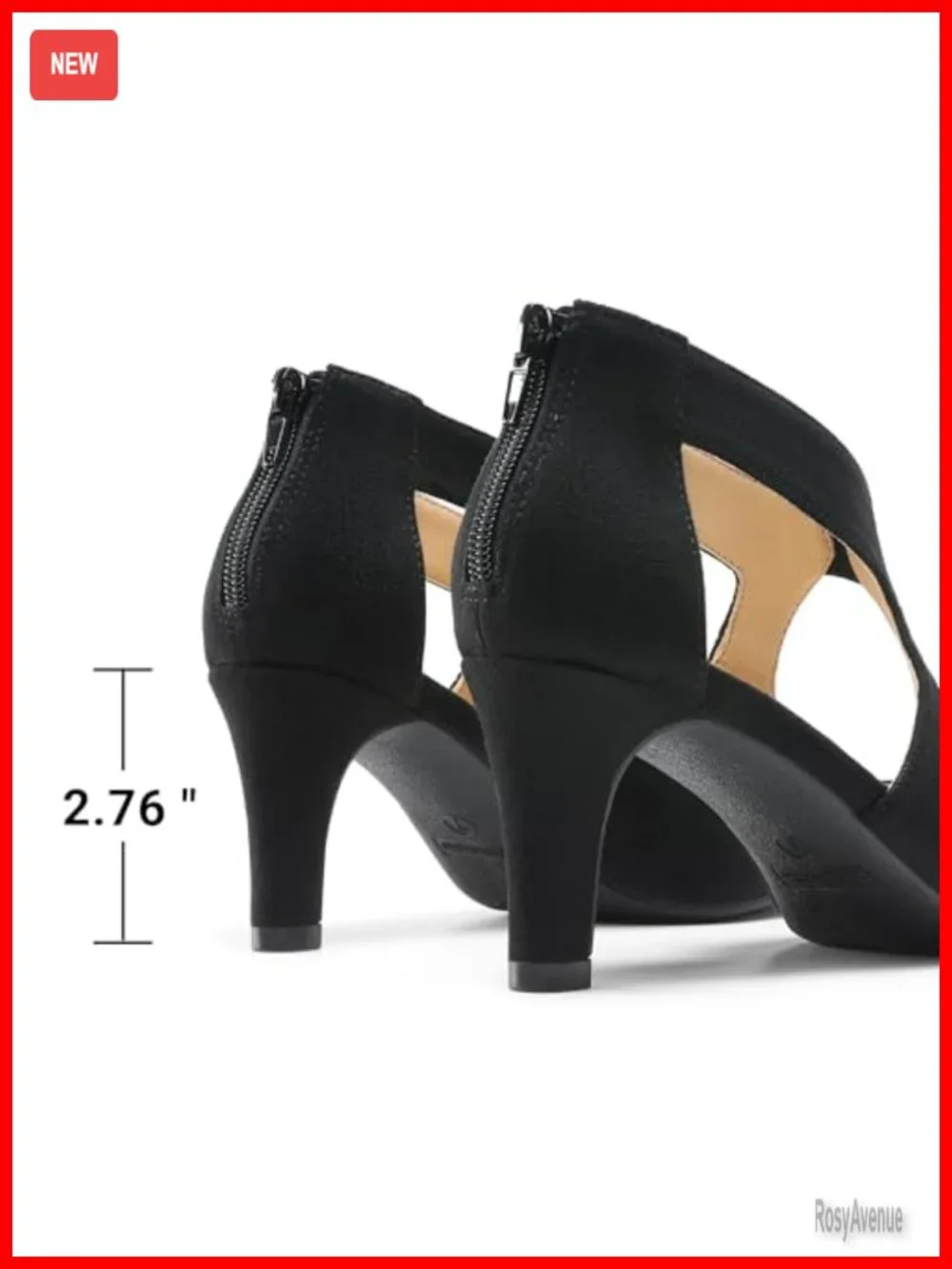 Faux Suede Pointed Toe Kitten Heel Pumps with Back Zipper